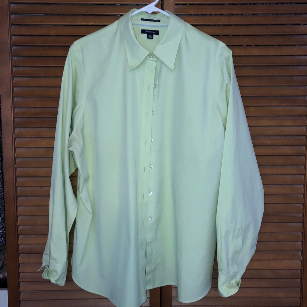 *3/$25*Lands End No Iron light green top